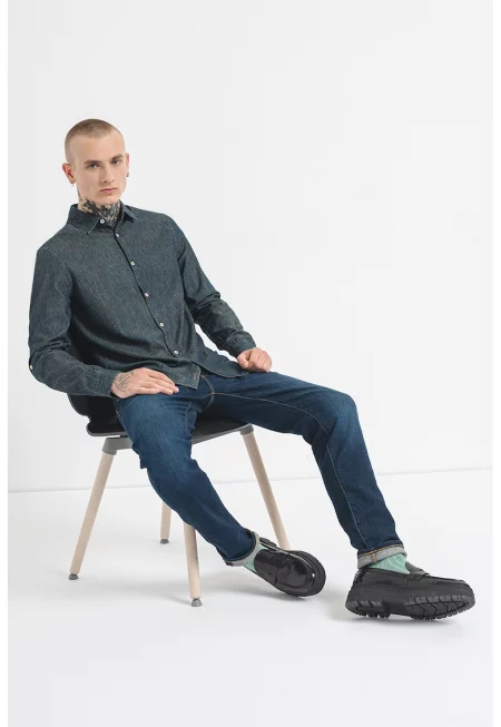 Памучна риза със стандартна кройка - Въглен сиво