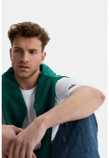 Памучна тениска Igniso с надпис - Бял