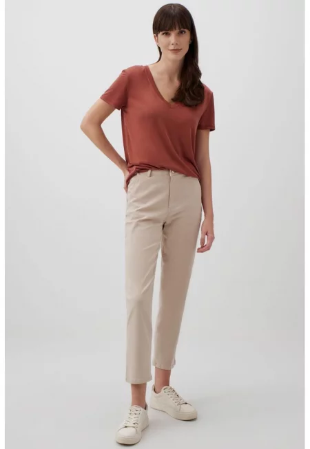 Панталон капри с висока талия - Светло бежово