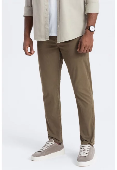 Панталон със средна талия - Каки