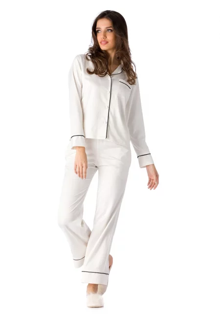 Пижама с джоб на гърдите - Бял