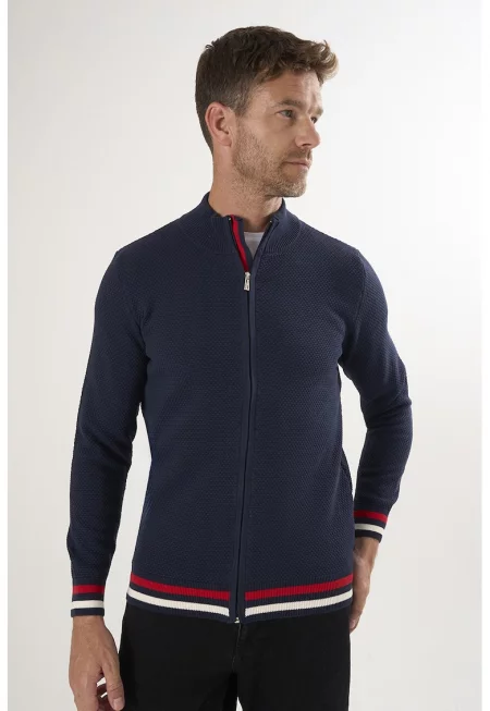 Плетен пуловер с цип