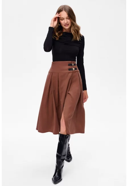 Пола с висока талия и обратни плисета Софи