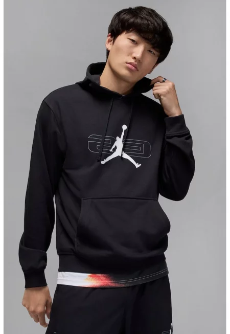 Поларено баскетболно худи с лого - Бял/Черен