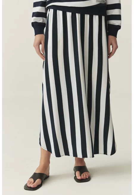 Раирана пола с цепка встрани - Черен/Бял