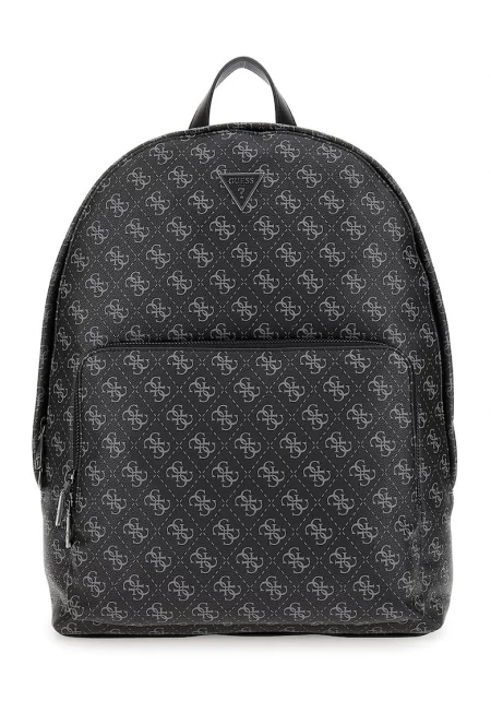 Раница Milano от еко кожа с монограм - Черен/Бял