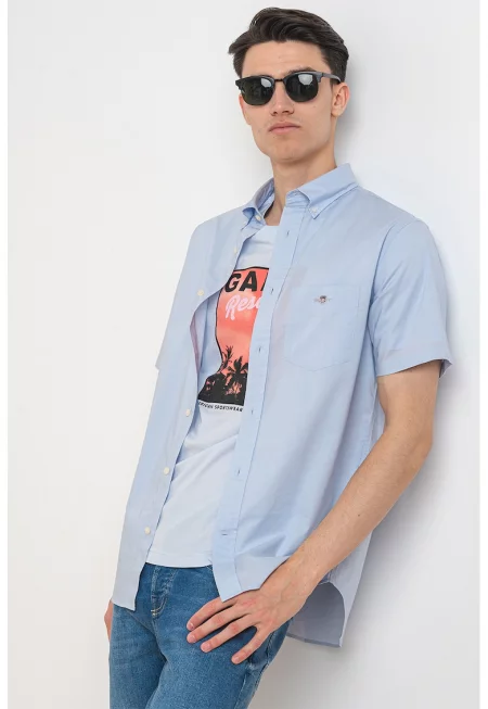 Риза с джоб на гърдите - Светлосин