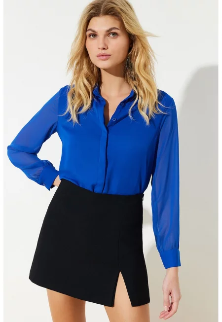 Риза с полупрозрачни ръкави