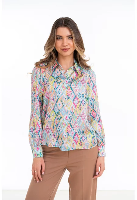 Риза Vanesa с десен - Зелен/Розово/Син