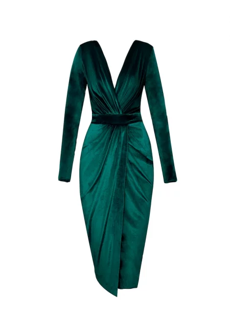 Рокля по тялото Jade Agate от кадифе - Зелен