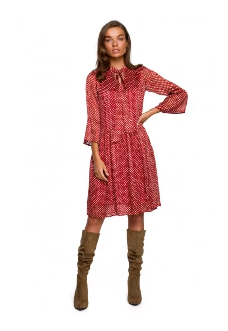 Рокля с принт -  Полиестер - Червен