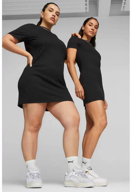 Рокля тип тениска Classics с рипс - Черен