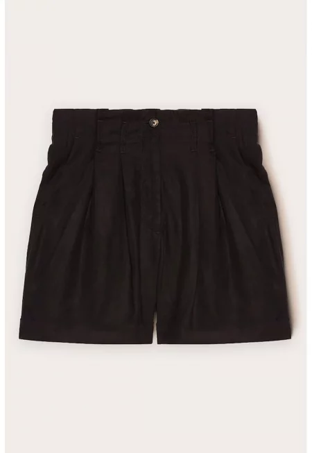Широки шорти с лиосел - Черен