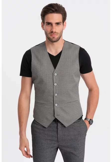 Слим елек с копчета - Черен/Мръснобял