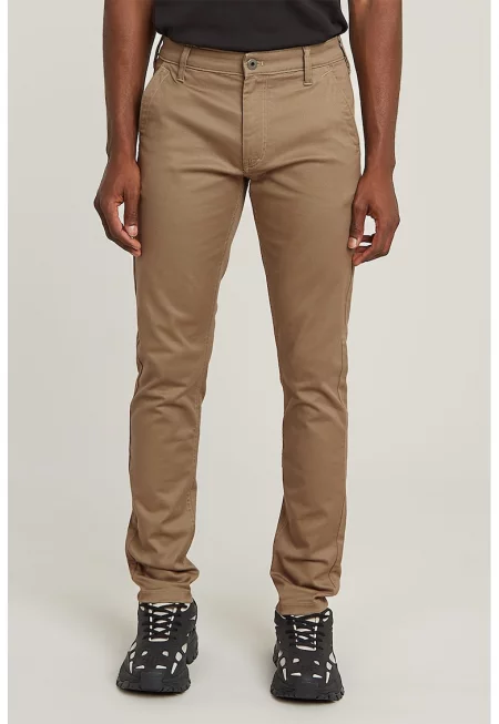 Слим панталон с органичен памук - Светлокафяв