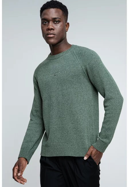 Слим пуловер с реглан ръкави - Зелен/Бледозелен