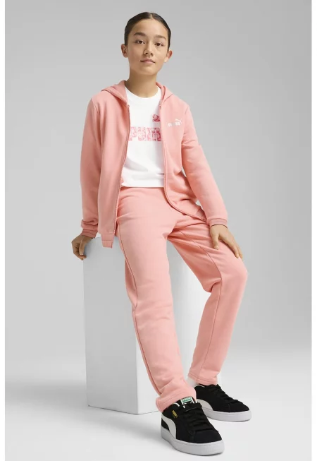 Спортен екип с цип и качулка - Розово