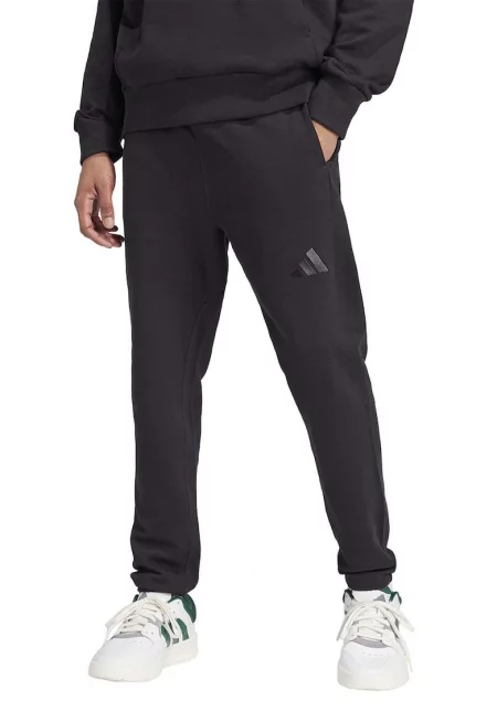 Спортен панталон от памук с връзка - Черен