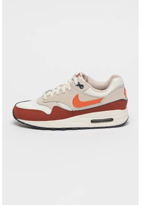 Спортни обувки Air Max от набук с контрасти - Бял/Тъмночервен/Светло бежово