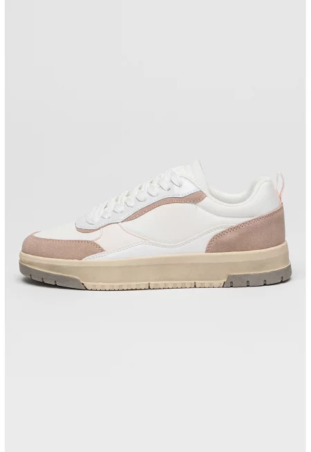 Спортни обувки с кожа и текстил - Прашно розово