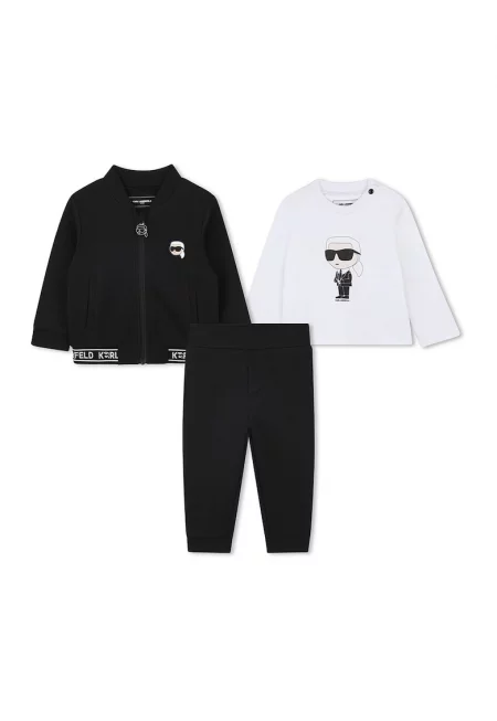 Суитшърт с цип - блуза и спортен панталон - Бял/Черен