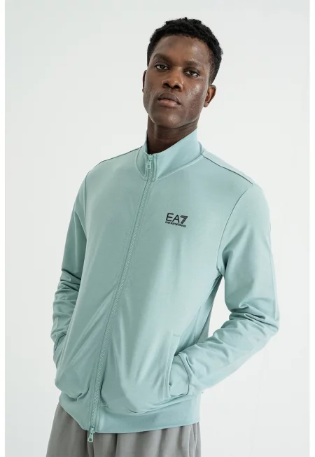 Суитшърт с цип с висока яка - Аквамарин синьо