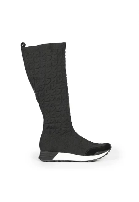 Текстилни ботуши с велур - Черен