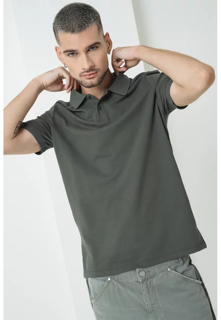 Тениска от памучно пике с яка