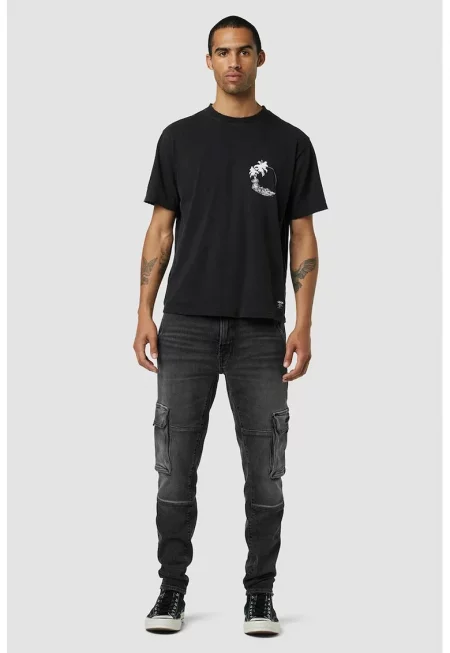 Тениска с принт на гърба - Черен