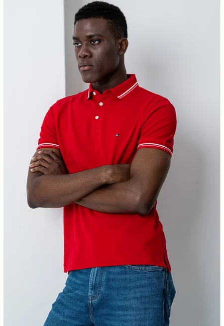 Тениска с яка - Червен