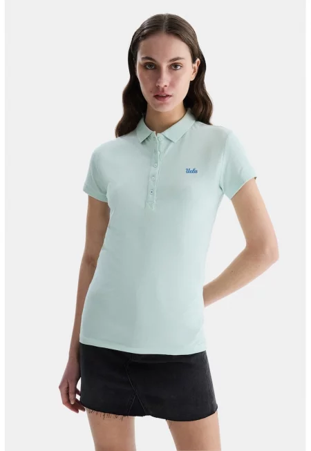 Тениска Shaver с памук с яка - Ледено синьо