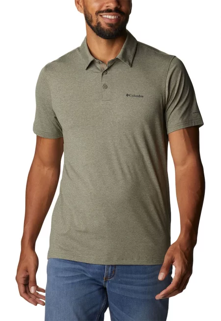 Тениска Tech Trail™ за трейл с яка - Меланж зелено