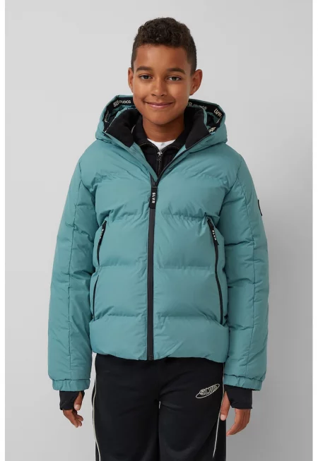 Ватирано зимно яке с качулка - Тюркоаз