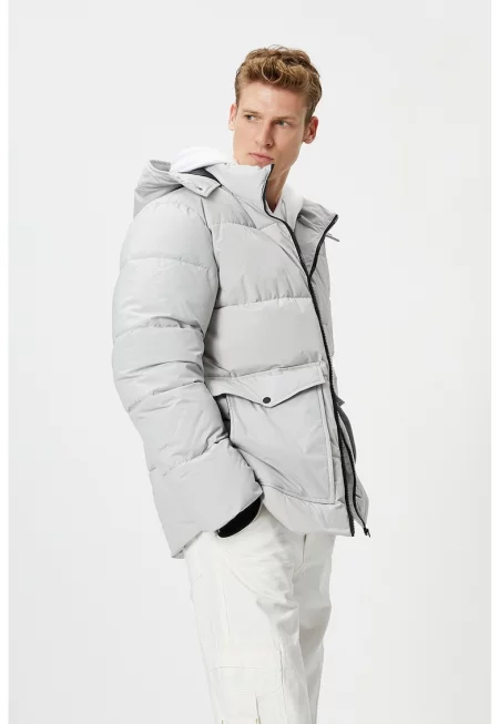 Ватирано зимно яке с отделяща се качулка