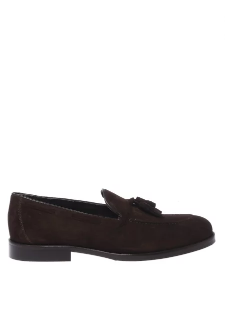 Велурени мокасини с пискюли