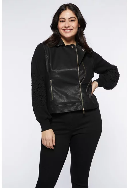 Яке от еко кожа с бродерия