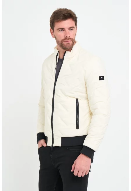 Зимно слим яке с джобове с цип - Слонова кост