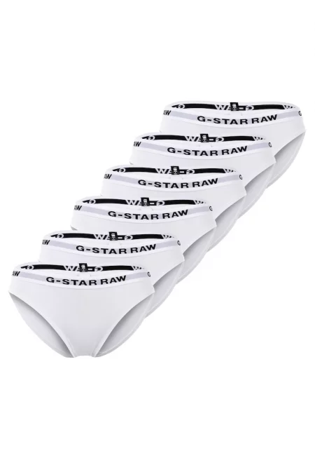 Бикини с лого на талията - 6 чифта - Бял