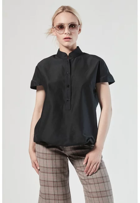 Блуза Fee с ниска яка - Черен