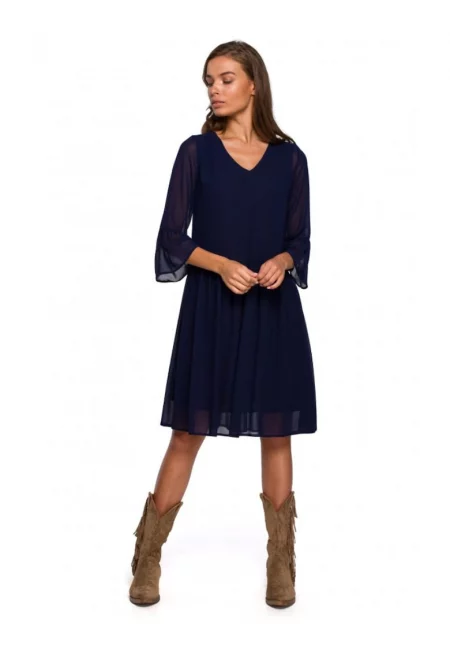 Бохо рокля -  полиестер - тъмносин