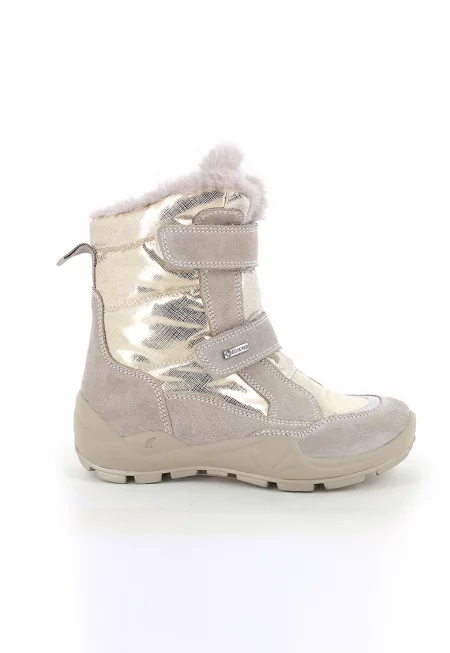 Боти с велур и текстил - Златист/Крем