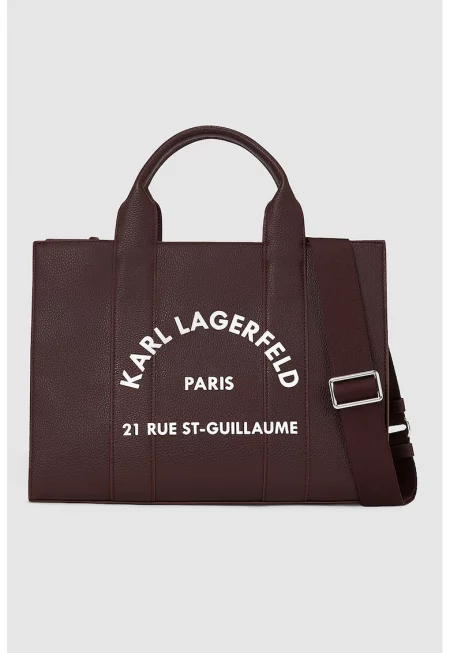 Чанта за рамо от еко кожа с лого - Тъмновиолетов