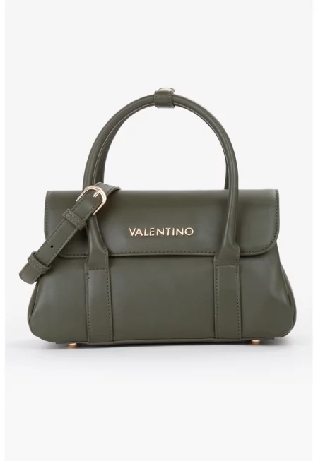 Чанта за рамо от еко кожа с метално лого - Каки