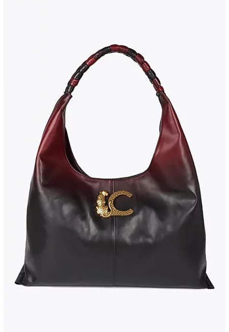 Чанта за рамо с вътрешен несесер - Коняк кафяв/Черен