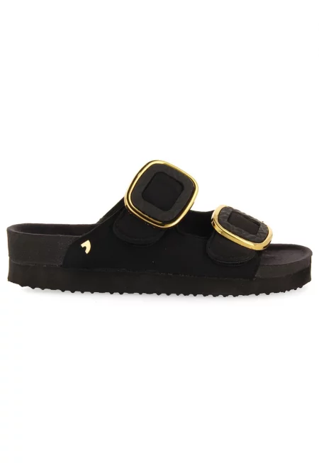 Чехли с каишка с тока - Черен