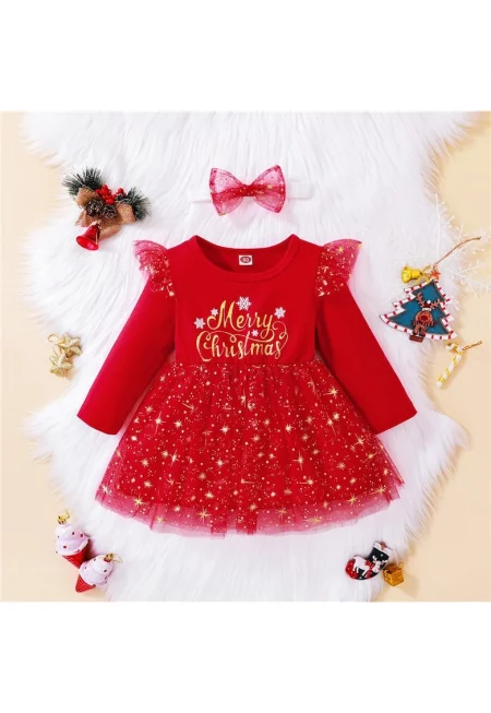 Червена коледна рокля за момиче