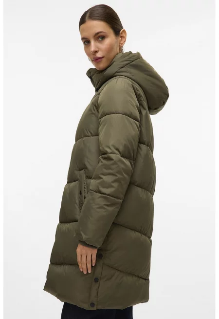 Дълго зимно яке с качулка - Зелени аспержи