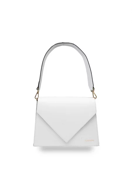 Дамска чанта от естествена кожа бяла Ребека