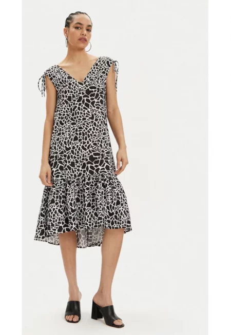 Дамска рокля -  303502584 - Лен/Вискоза - Черен - Черен