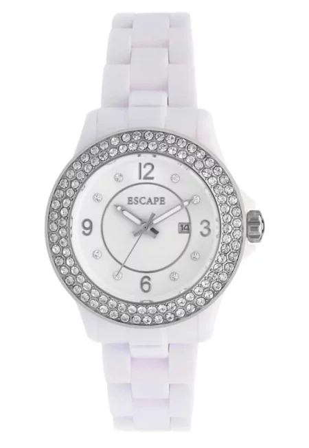 Дамски часовник  ECP10840 - 36 мм - бяла пластмасова каишка - водоустойчивост 5 АТМ